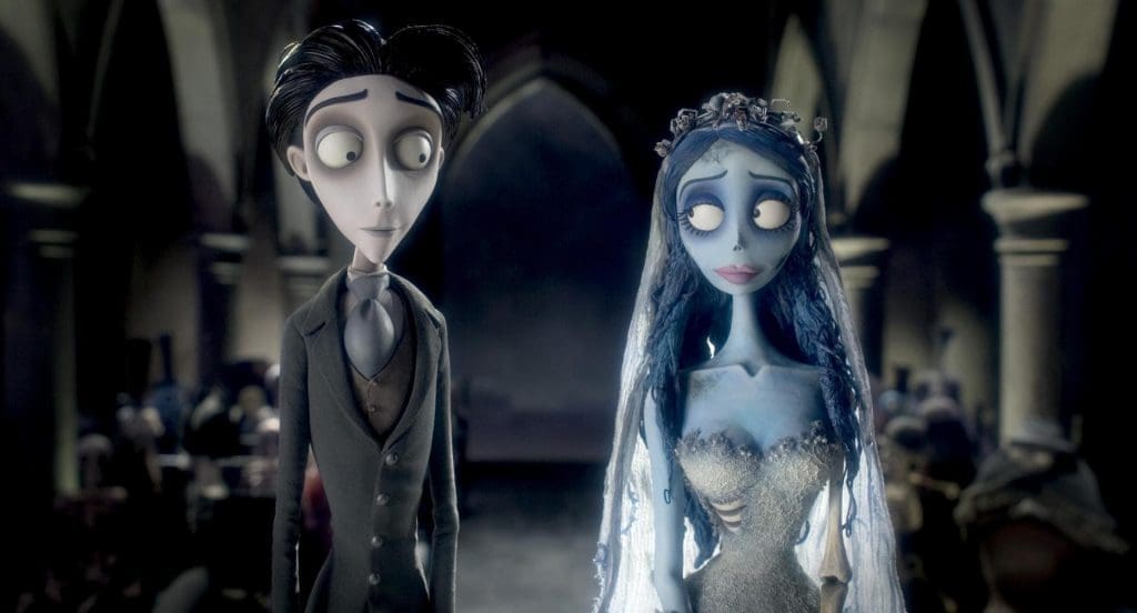 Victor y Emily en La Novia Cadáver, películas de bodas con un toque de fantasía y estilo gótico