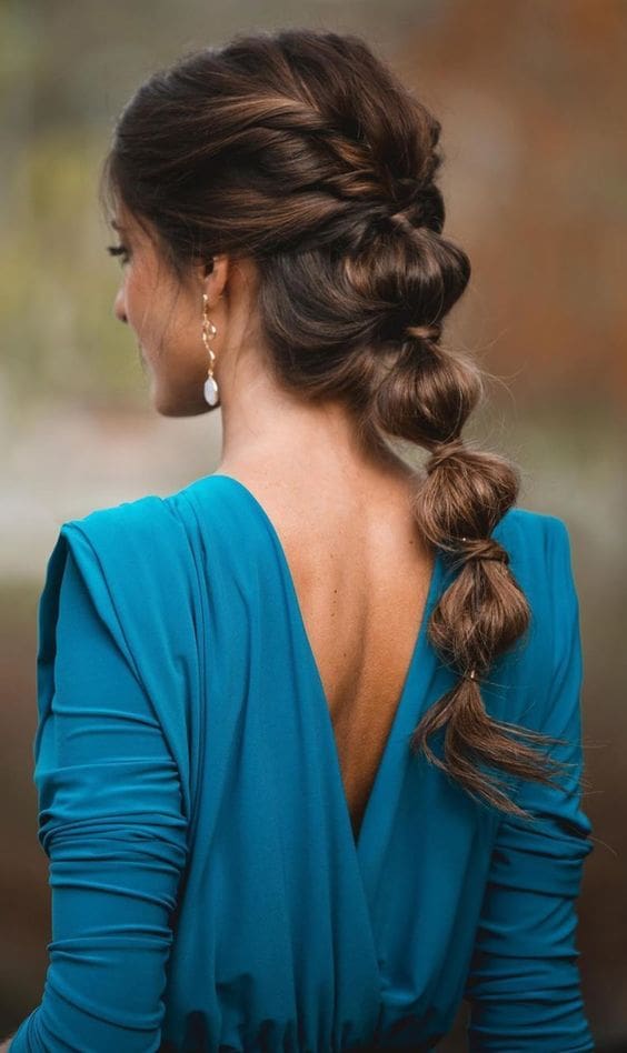 Coleta de burbujas, un peinado original y moderno para invitadas de boda.
